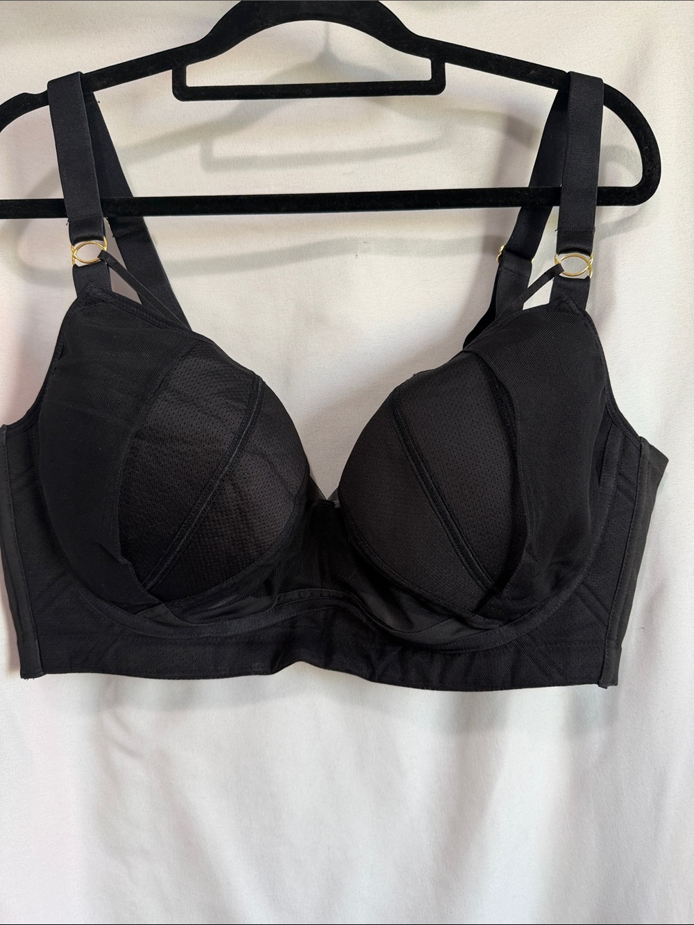 Structured Support Black Full Coverage Bra with Wide Straps